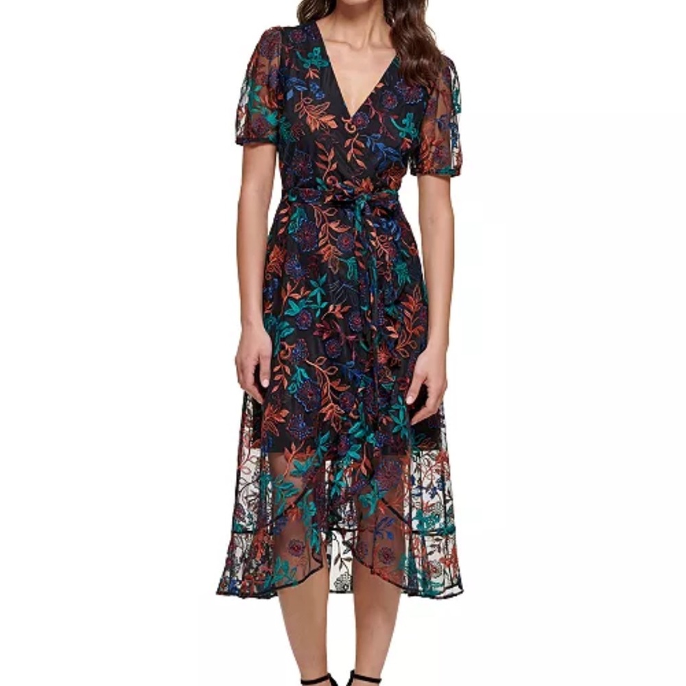 Kensie Embroidered Floral Dress